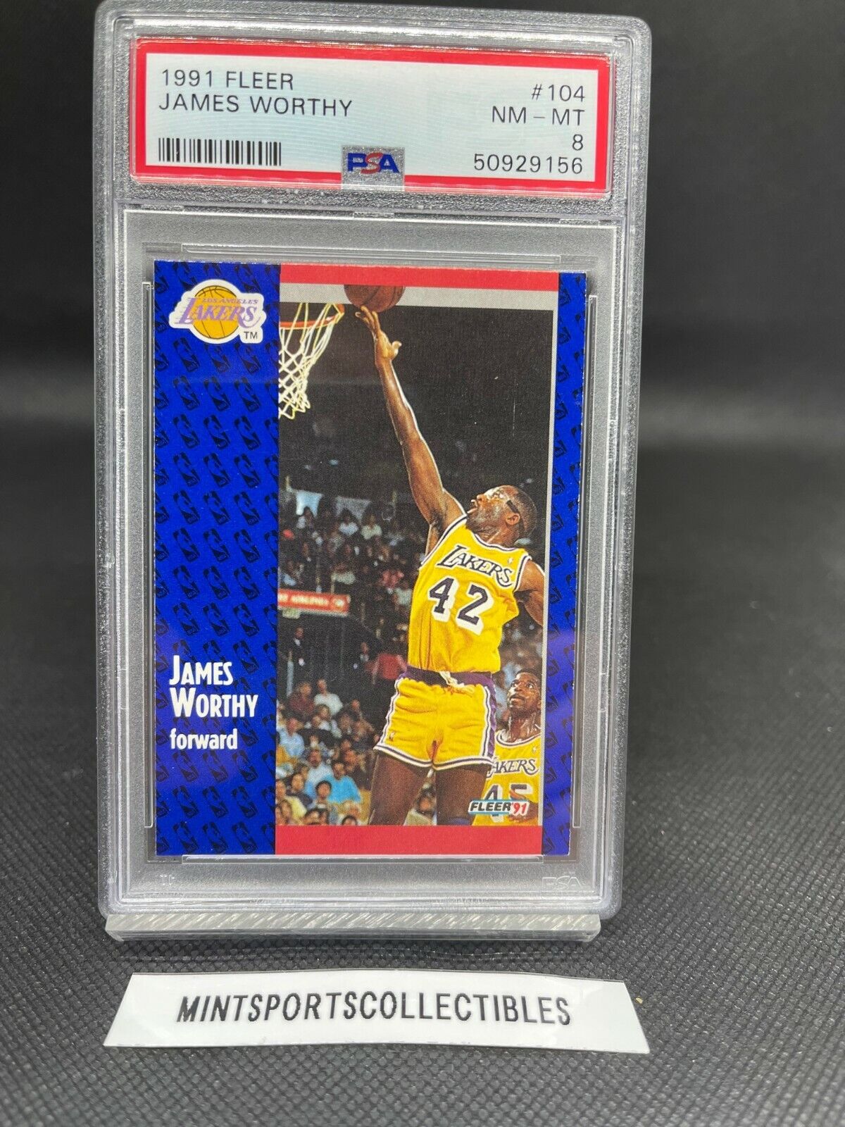 1991 Fleer #104 James Worthy Lakers PSA 8💥AWESOME CARD SP💥