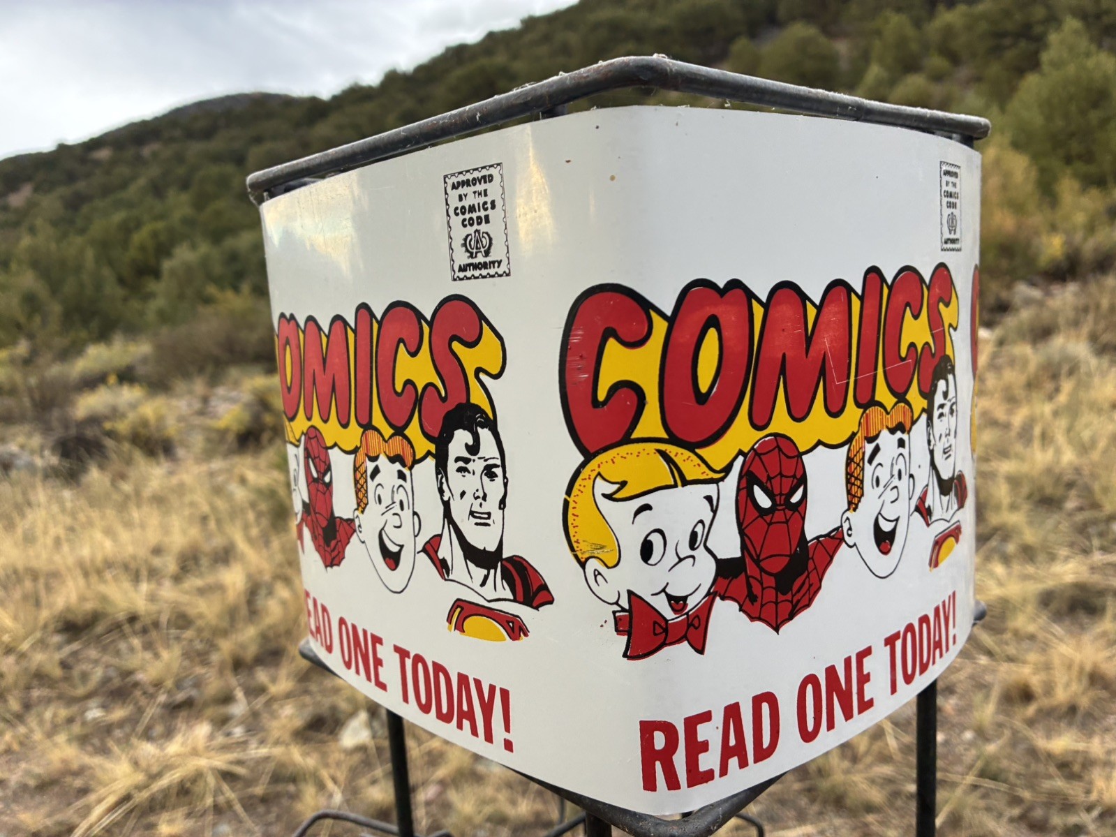 Vintage 1960\'s  Metal Comic Book Display Rack: Spider-Man, Superman, Archie etc