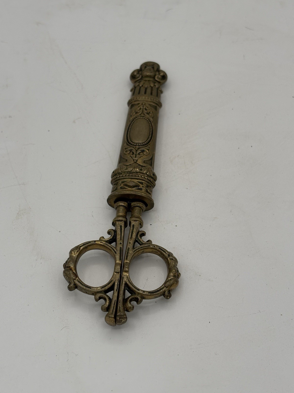 Antique German Sewing Metal Scissors in Brass Sheath Case RARE Brought Back WW2 Antique German Sewing Metal Scissors in Brass Sheath Case RARE Brought Back WW2
