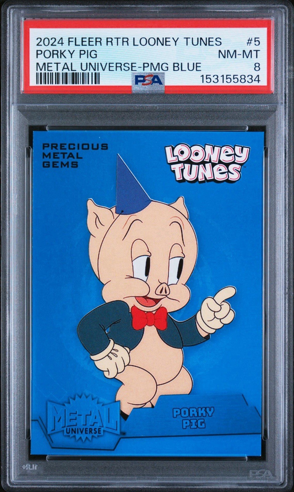 2024 Fleer Retro Looney Tunes PORKY PIG Retro PMG Precious Metal Gems Blue /50 2024 Fleer Retro Looney Tunes PORKY PIG Retro PMG Precious Metal Gems Blue /50