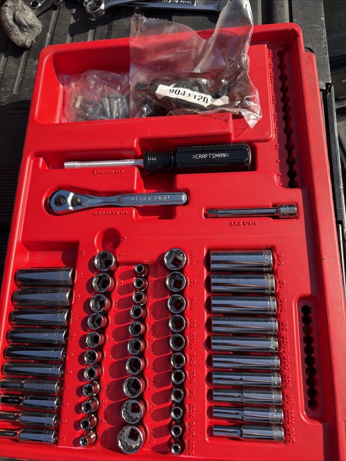 78pc Sears Craftsman USA 1/4” Socket Set In Red Tray Most New +Drive Handle 78pc Sears Craftsman USA 1/4” Socket Set In Red Tray Most New +Drive Handle