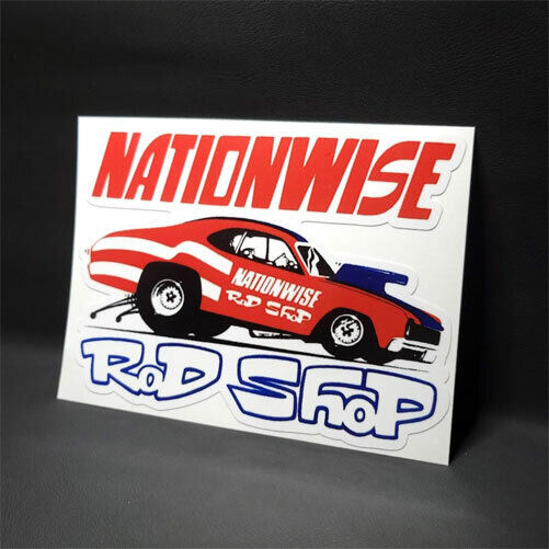 NATIONWISE ROD SHOP Vintage Style DECAL / STICKER, rat rod, racing, Duster, NHRA