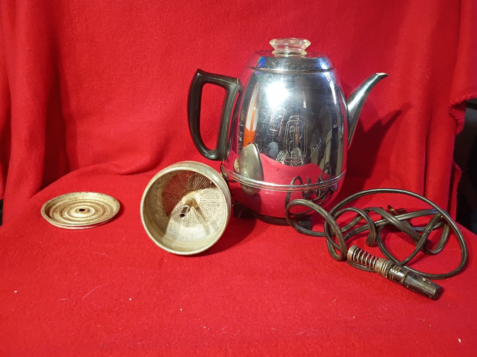 General Electric GE Percolator Pot Belly Chrome Coffee Maker 48 P40 Tested Works General Electric GE Percolator Pot Belly Chrome Coffee Maker 48 P40 Tested Works