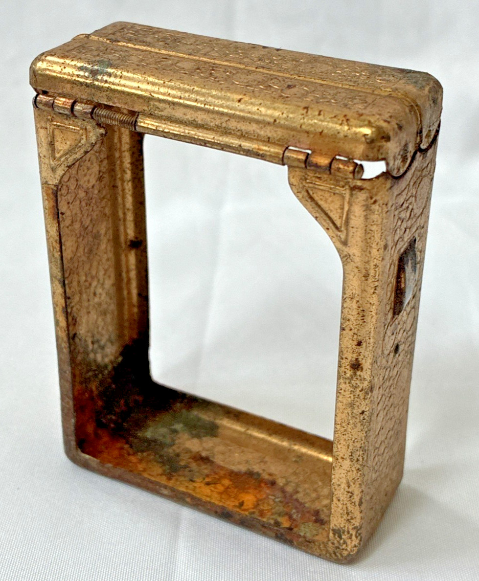 Vintage Jemco Hold-A-Pak Cigarette Case Ornate Design Metal Art Deco Flip Top