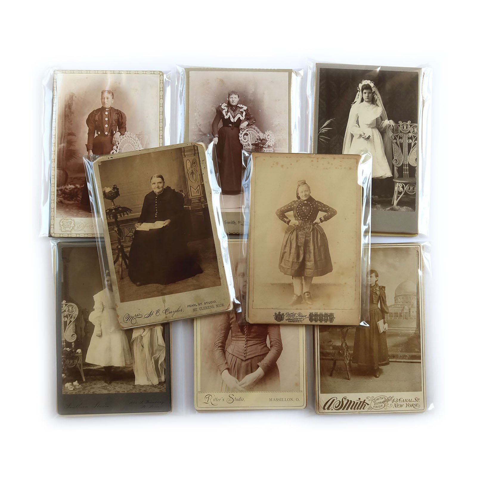 5 Antique Cabinet Card Women Portraits Lot - Victorian Edwardian Studio Photos