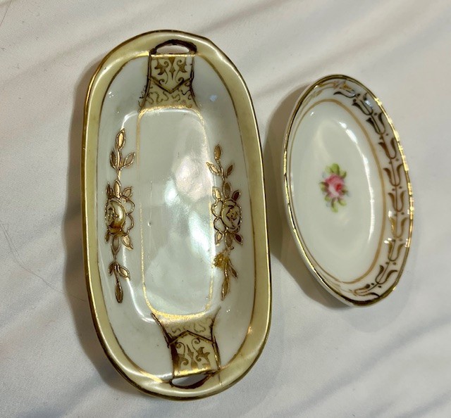 2 Vintage Miniature Trinket Trays Japan Noritake Nippon 2 Vintage Miniature Trinket Trays Japan Noritake Nippon