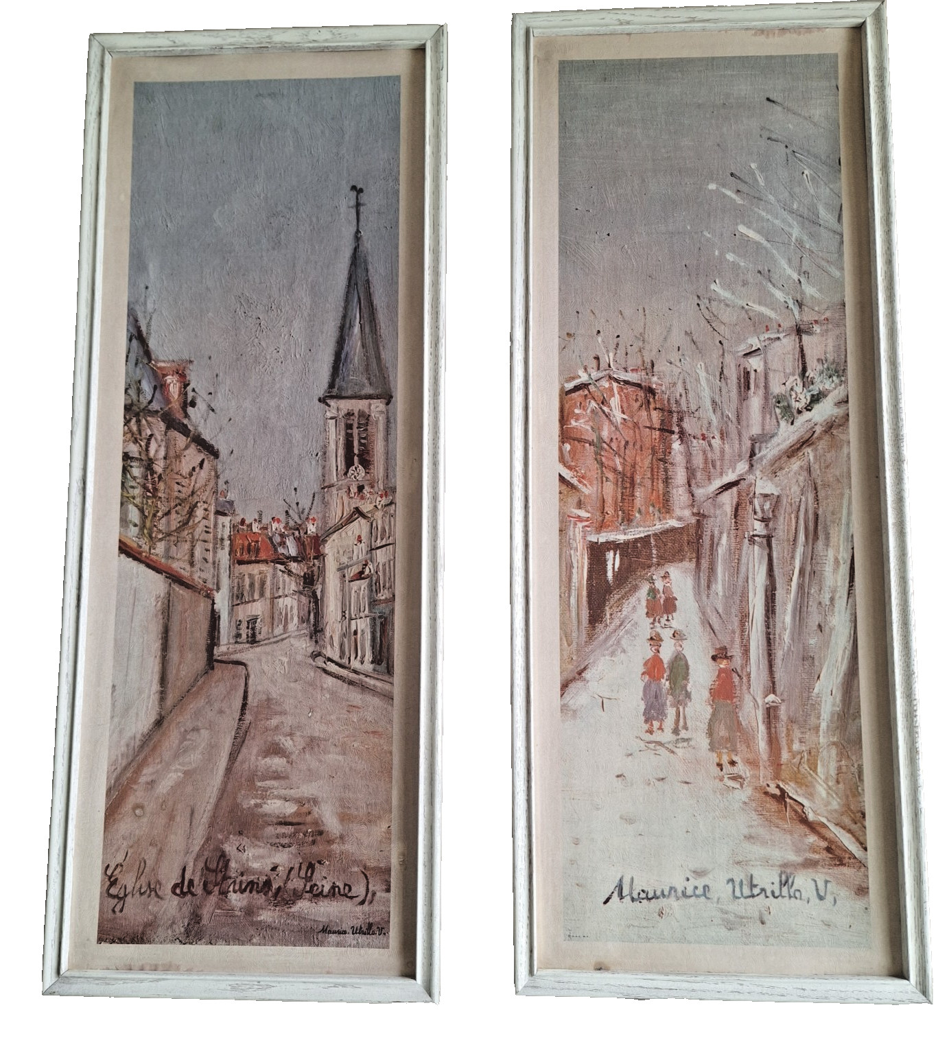 Vintage Maurice Utrillo Framed Art Prints Pair Paris Street Scenes 30 Vintage Maurice Utrillo Framed Art Prints Pair Paris Street Scenes 30