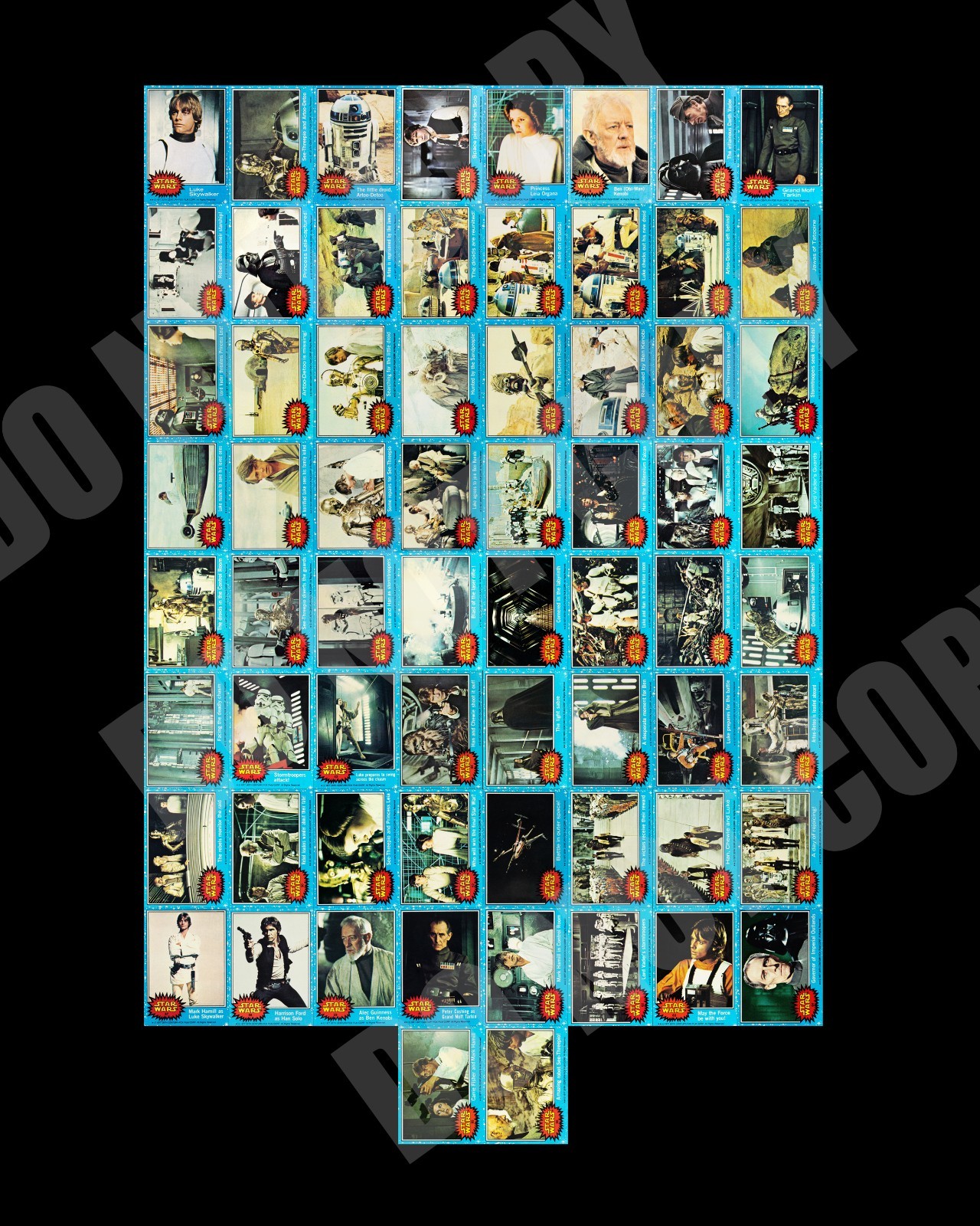 1977 Topps Star Wars Blue Trading Card Series #s 1-66 Repro 8x10 Photo