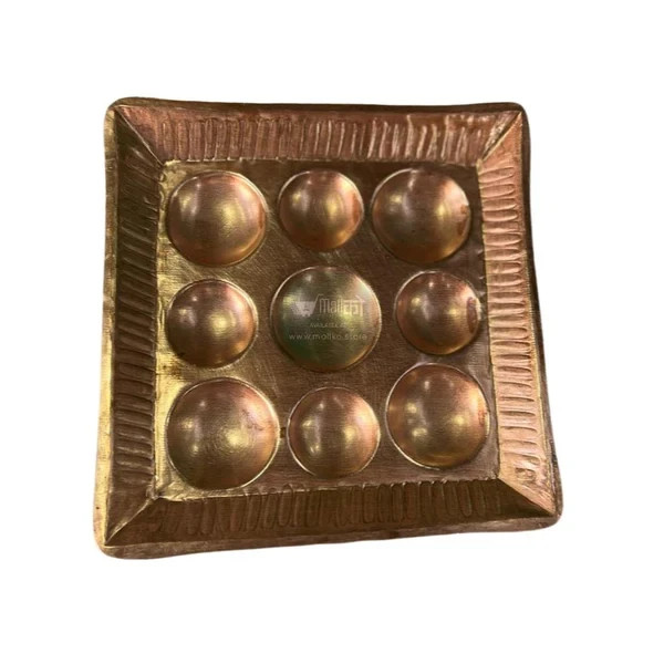 Square Tika Thali – Traditional Hindu Puja Plate for Dashain Tihar & Aarti