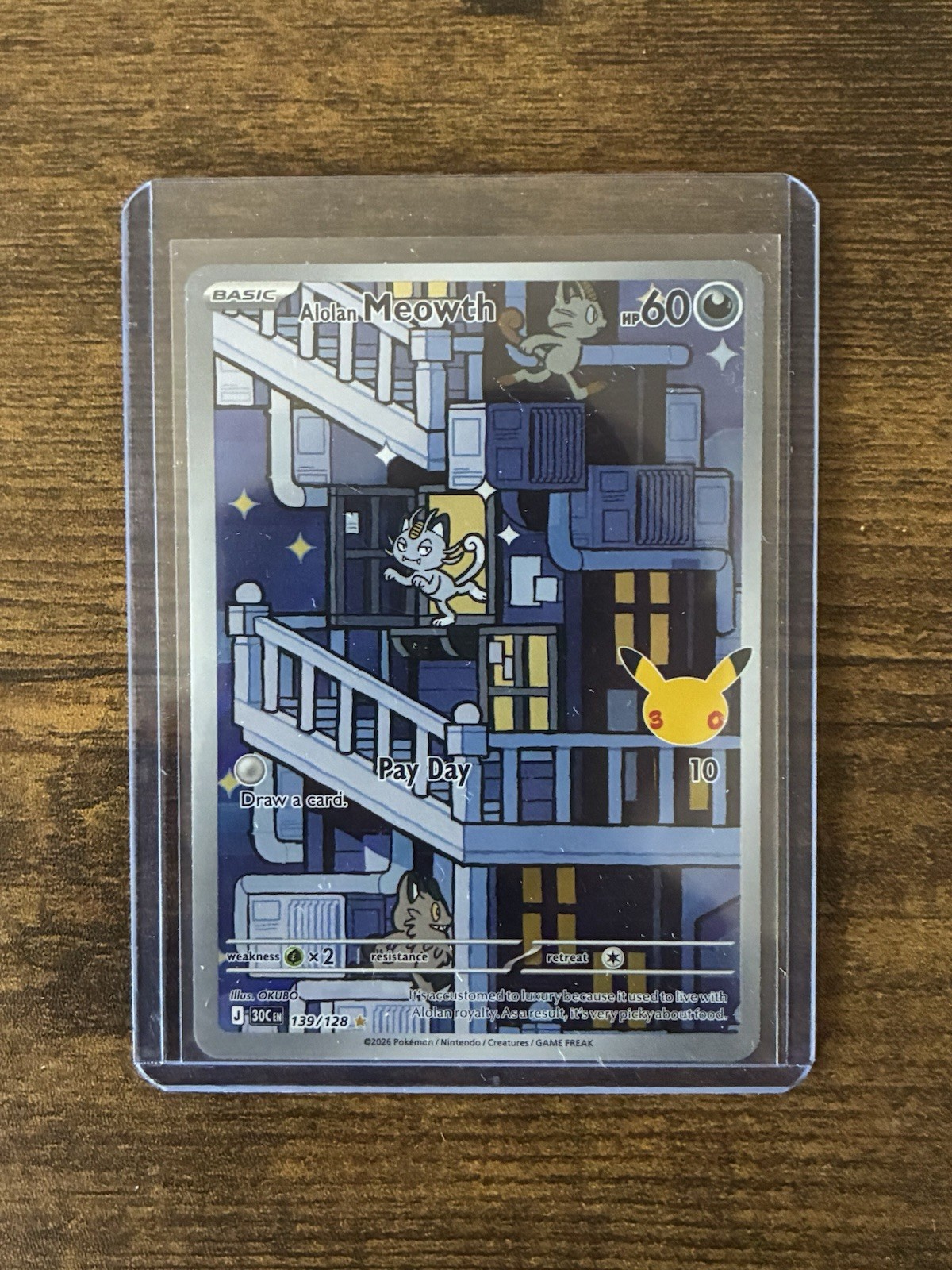 Alolan Meowth 139/128 30th Celebration 2026 IR Holo Rare Pokémon Card Alolan Meowth 139/128 30th Celebration 2026 IR Holo Rare Pokémon Card