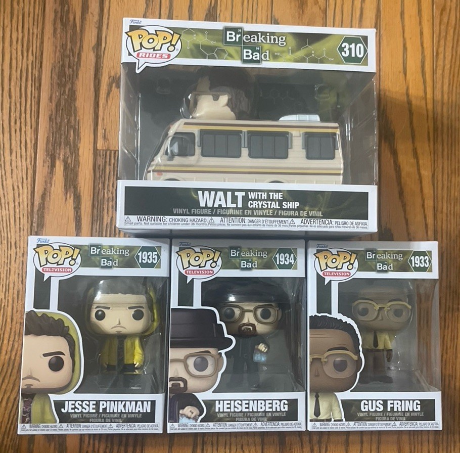 Funko Pop Breaking Bad Set of 4 Gus Heisenberg Jesse & Walt with Crystal Ship Funko Pop Breaking Bad Set of 4 Gus Heisenberg Jesse & Walt with Crystal Ship