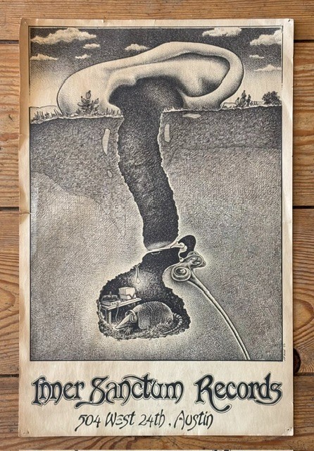 Inner Sanctum Records Poster 1972 Austin Texas Art Record Store Jim Franklin Inner Sanctum Records Poster 1972 Austin Texas Art Record Store Jim Franklin