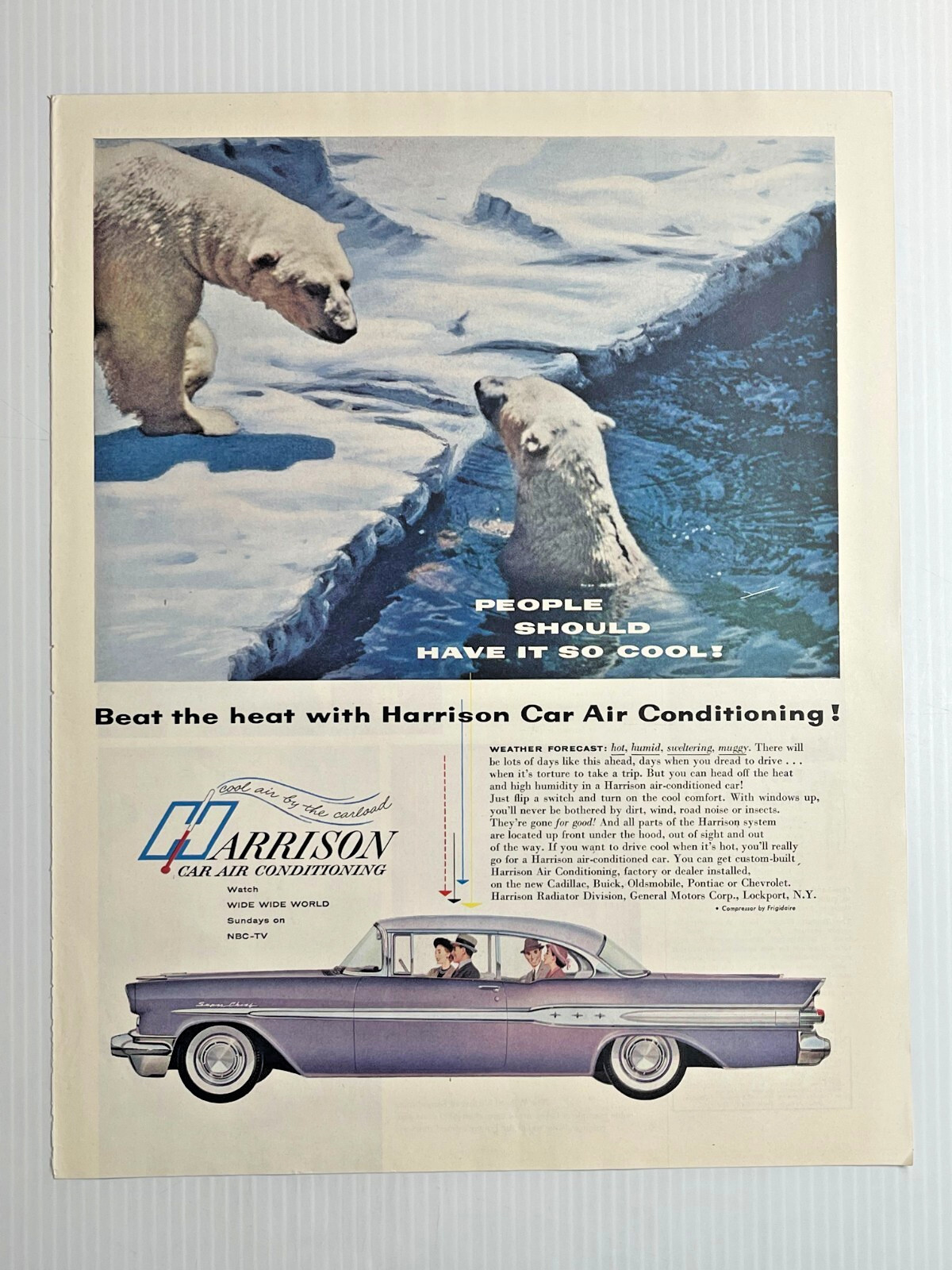 Vintage 1957 - Harrison Car Air Conditioning Original Print Ad (10.5in x 13.5in)