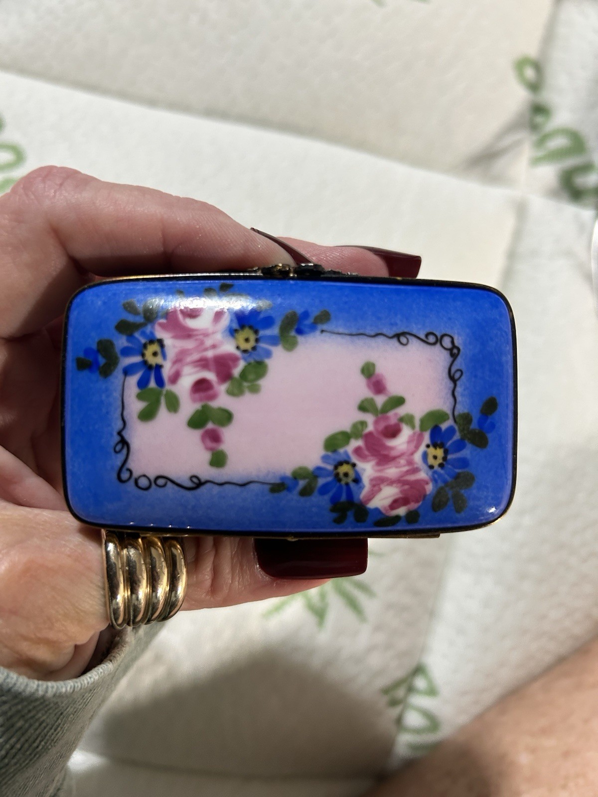 Limoges hand painted stamp keeper or trinket holder Limoges hand painted stamp keeper or trinket holder
