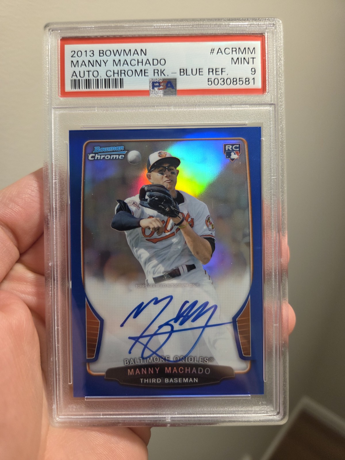 2013 BOWMAN CHROME MANNY MACHADO ROOKIE AUTO BLUE REFRACTOR PSA 9 2013 BOWMAN CHROME MANNY MACHADO ROOKIE AUTO BLUE REFRACTOR PSA 9