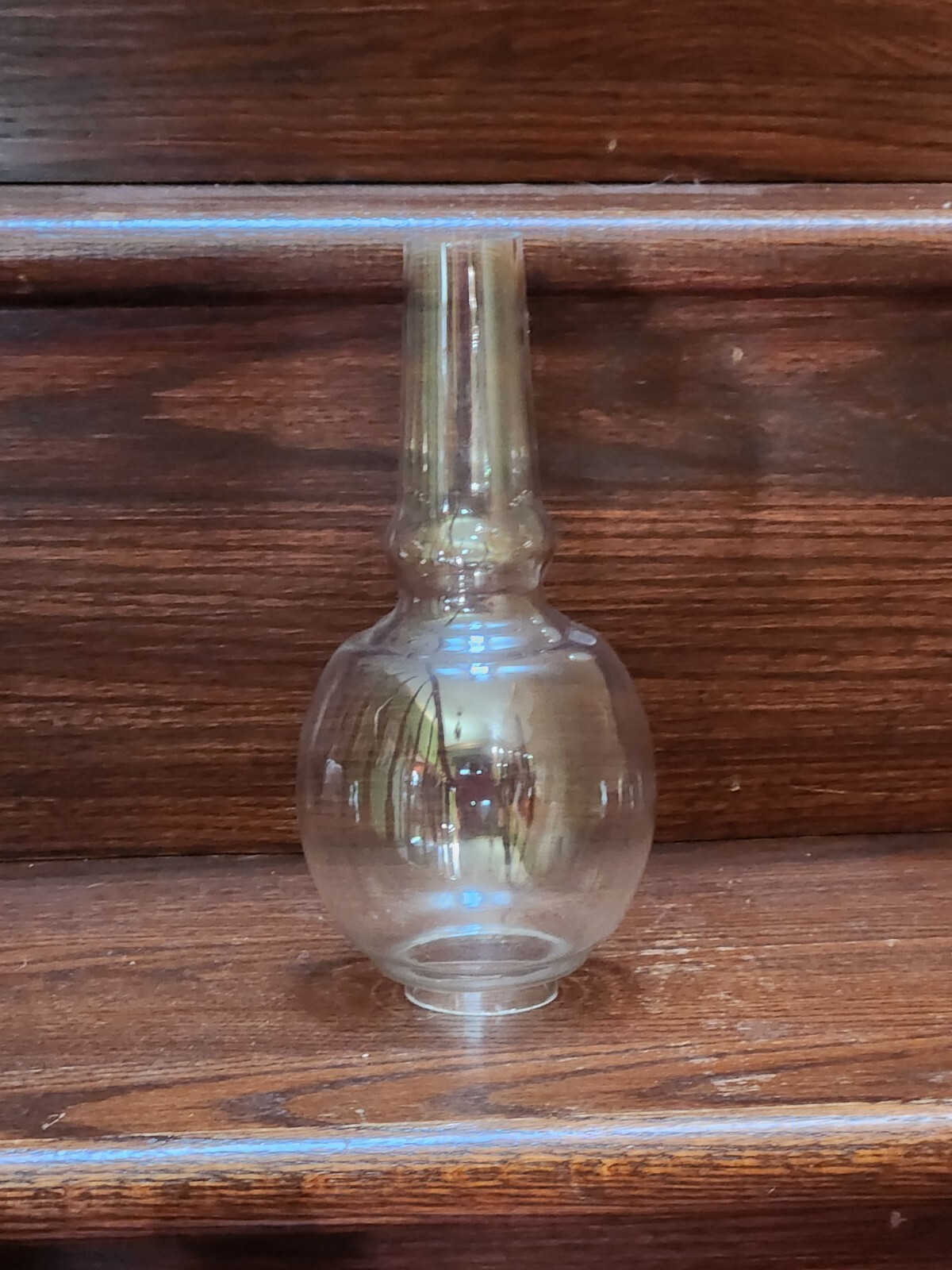 Rare Vintage Clear Glass Chimney  Oil/Kerosene Lamp Unusual Shape 1.75
