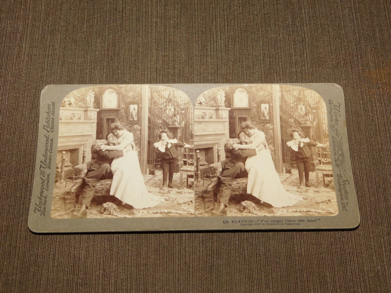 VINTAGE STEREOVIEW STEREOSCOPE CARD FUNNY 1901 I'VE CAUGHT SISTER THIS TIME VINTAGE STEREOVIEW STEREOSCOPE CARD FUNNY 1901 I'VE CAUGHT SISTER THIS TIME