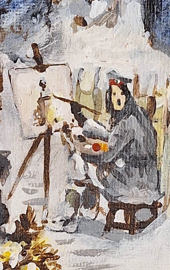 Rare WW1 Adolf Hitler Painting The Church Of St Niklaas at Messines Christmas 
