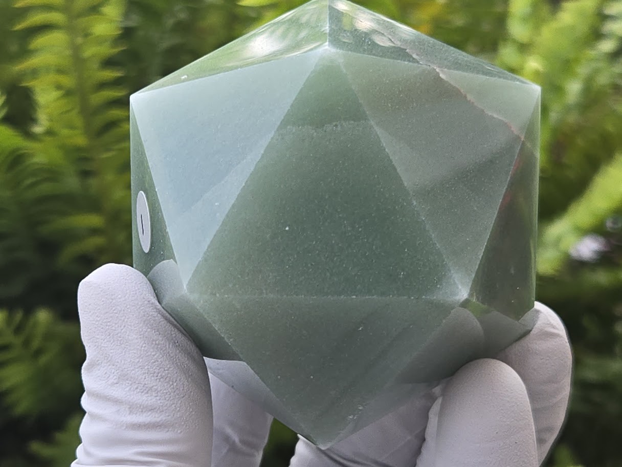 Green Aventurine Carved Geometric Icosahedron Large (60 to 70 mm) Decorative Green Aventurine Carved Geometric Icosahedron Large (60 to 70 mm) Decorative