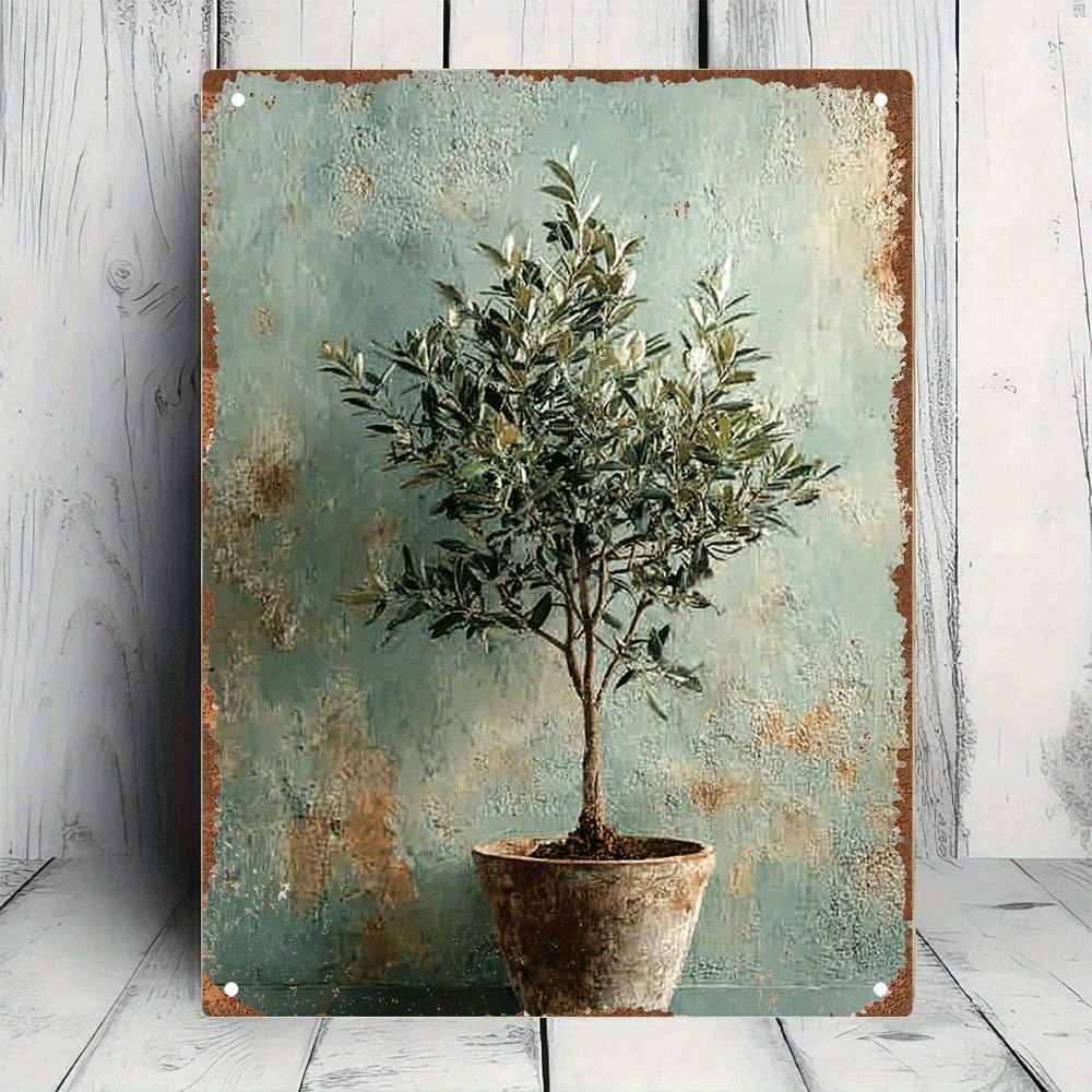 Vintage Olive Tree Wall Rustic Tin Metal Signs Home Décor Olive Branches with Vintage Olive Tree Wall Rustic Tin Metal Signs Home Décor Olive Branches with