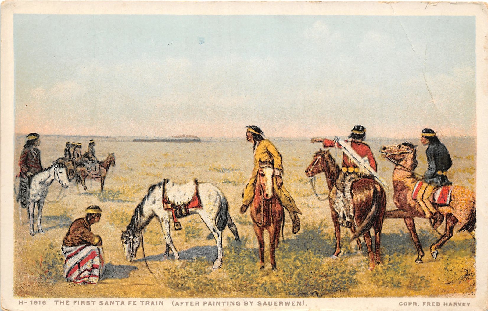 H92/ Native American Indian Postcard c1910 First Santa Fe Train Sauerwen 8