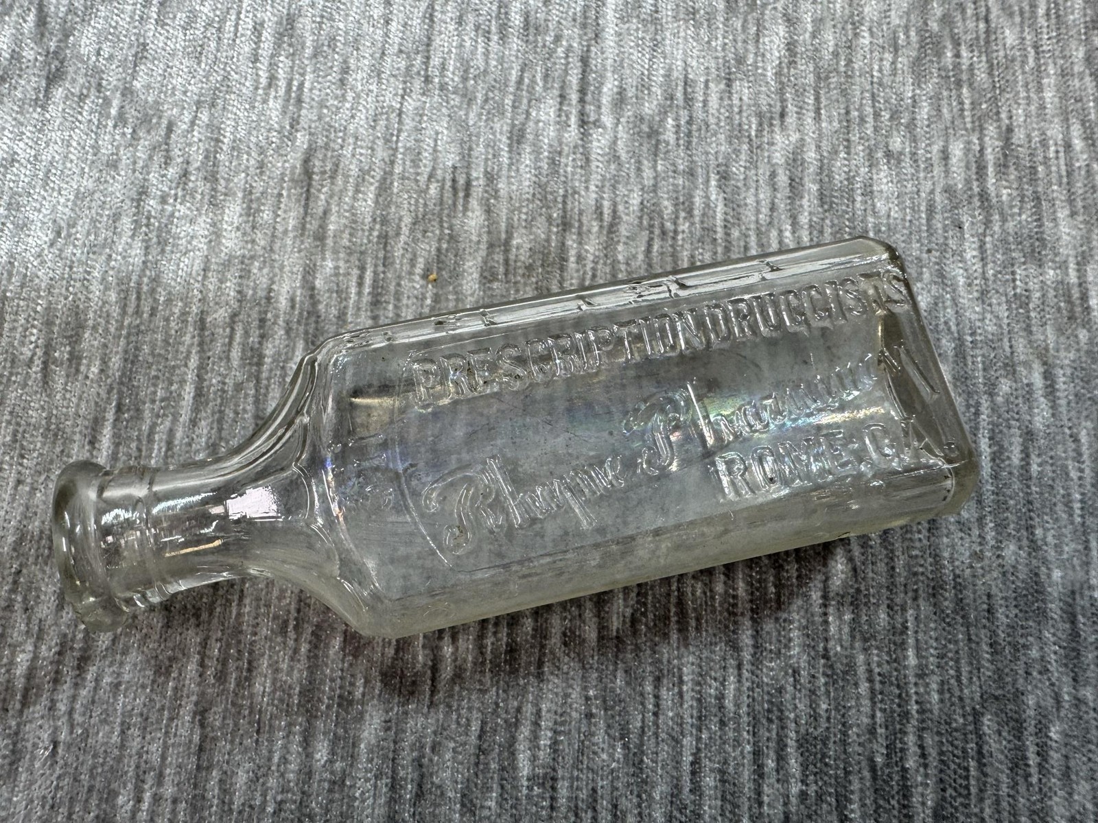 Vintage Rhyne Pharmacy Medicine Bottle 3 Oz Clear Glass Rome GA Embossed USA Vintage Rhyne Pharmacy Medicine Bottle 3 Oz Clear Glass Rome GA Embossed USA