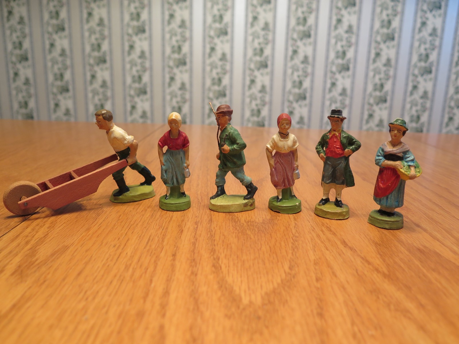 Antique German Composition Figurines - Lot of 6 Antique German Composition Figurines - Lot of 6
