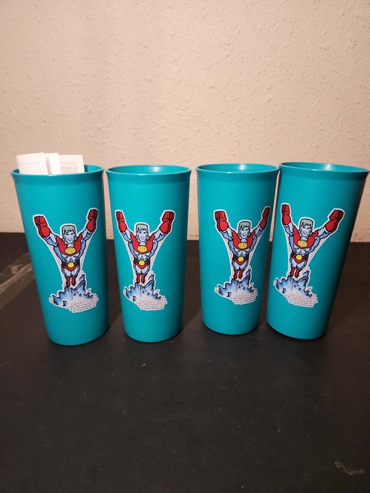 Vintage 1991 Tupperware Captain Planet Cups (Set Of 4) New NOS Retro Vintage 1991 Tupperware Captain Planet Cups (Set Of 4) New NOS Retro