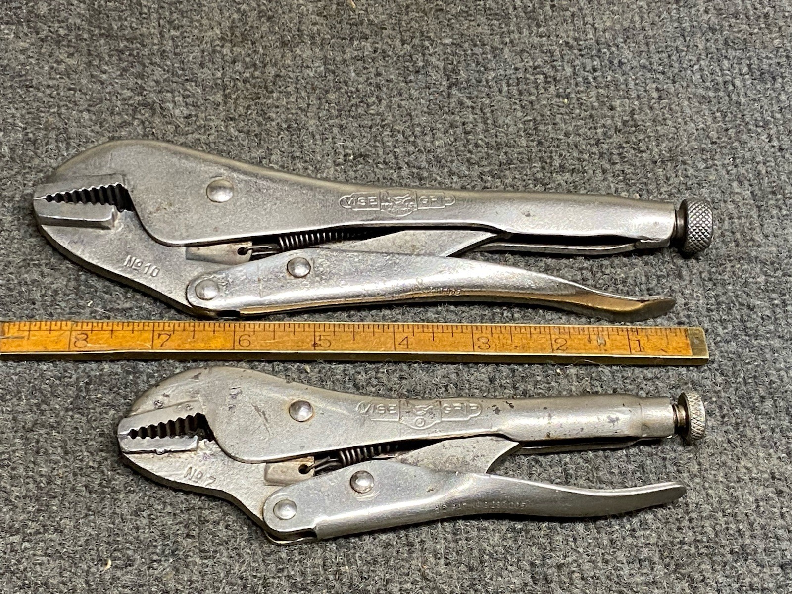 Vintage Petersen Dewitt USA Vise Grips Single Lever No. 10 And 7” Vintage Petersen Dewitt USA Vise Grips Single Lever No. 10 And 7”