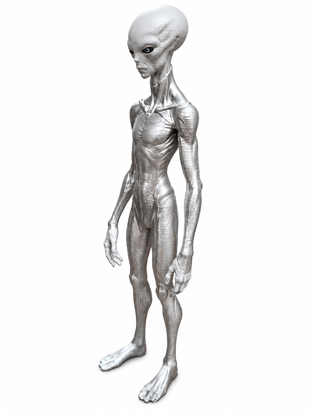 Tall White Alien Figurine 22cm Hand Painted UFO Extraterrestrial Collectible