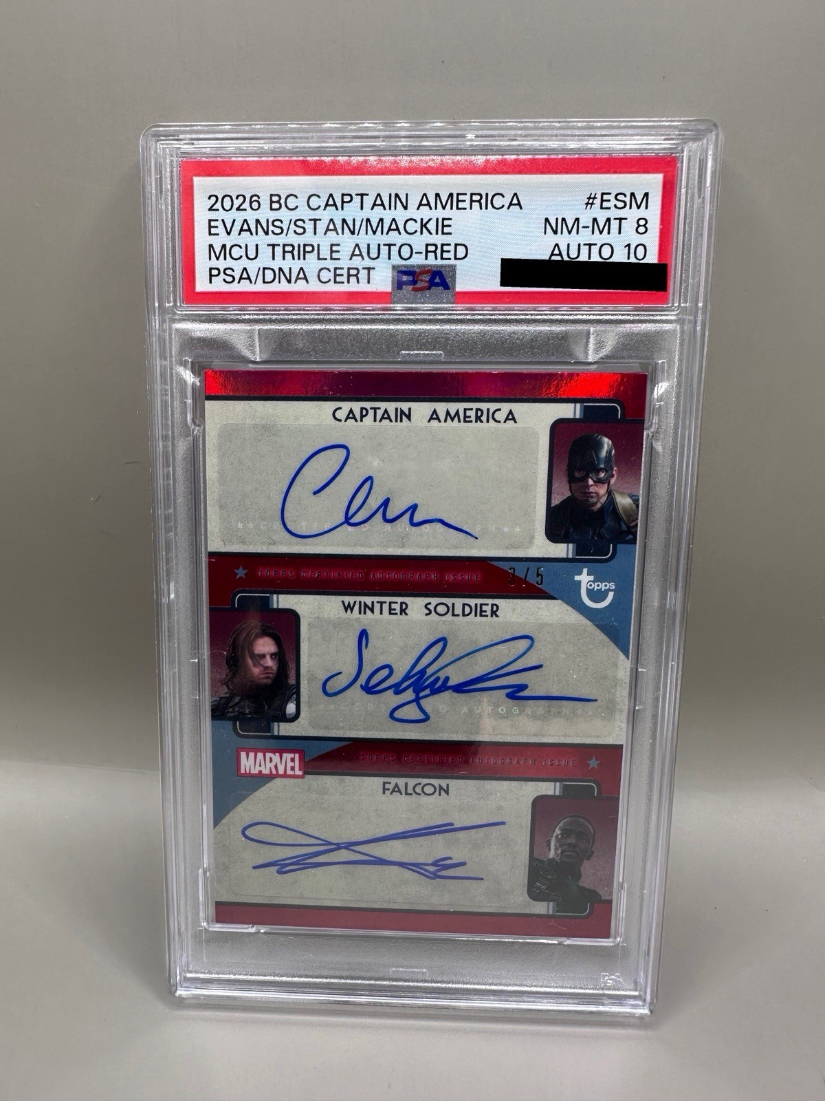 2026 Topps Brooklyn Evans Stan Mackie Triple Auto Red /5 PSA 9 Auto 10 2026 Topps Brooklyn Evans Stan Mackie Triple Auto Red /5 PSA 9 Auto 10