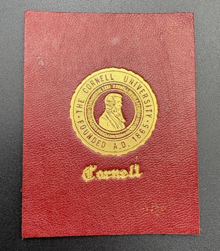 c1910 L20 Cornell University College Seal Tobacco Leather Antique Red Gold c1910 L20 Cornell University College Seal Tobacco Leather Antique Red Gold
