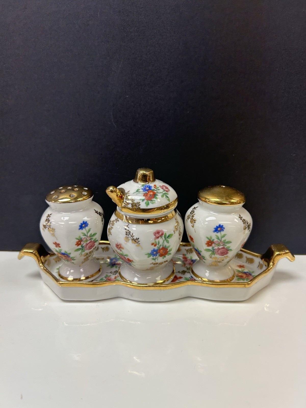 Vintage Limoges France Porcelain Floral Condiment 6 Piece Set Vintage Limoges France Porcelain Floral Condiment 6 Piece Set