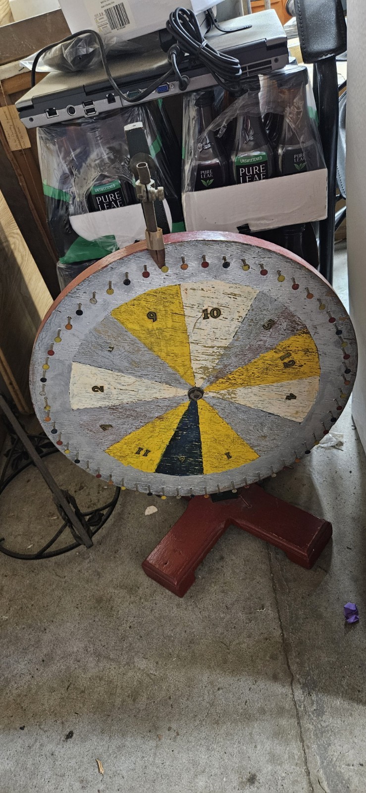 Carnival Game Wheel Numbered 1-12 Red Wooden Stand Circus & Carnival Theme Carnival Game Wheel Numbered 1-12 Red Wooden Stand Circus & Carnival Theme