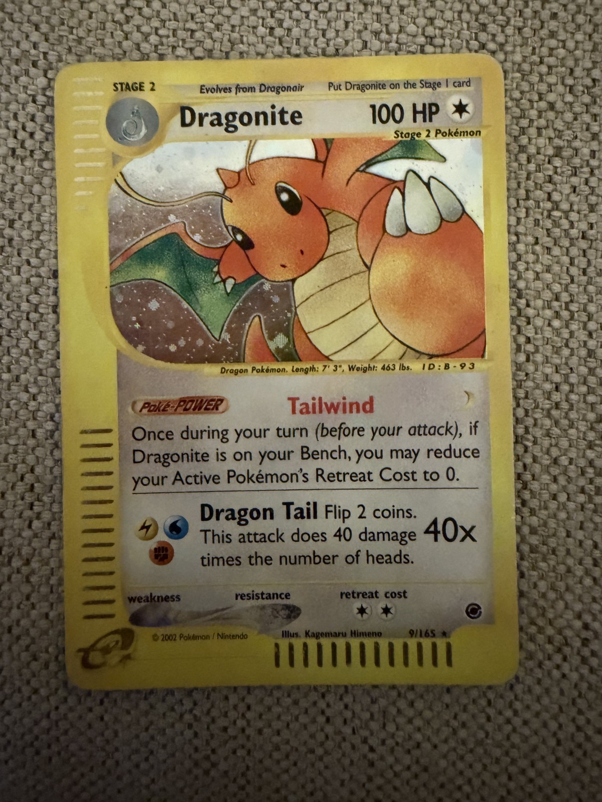 Dragonite 9/165 Expedition 2002 Holo Rare Vintage Pokemon Card Dragonite 9/165 Expedition 2002 Holo Rare Vintage Pokemon Card