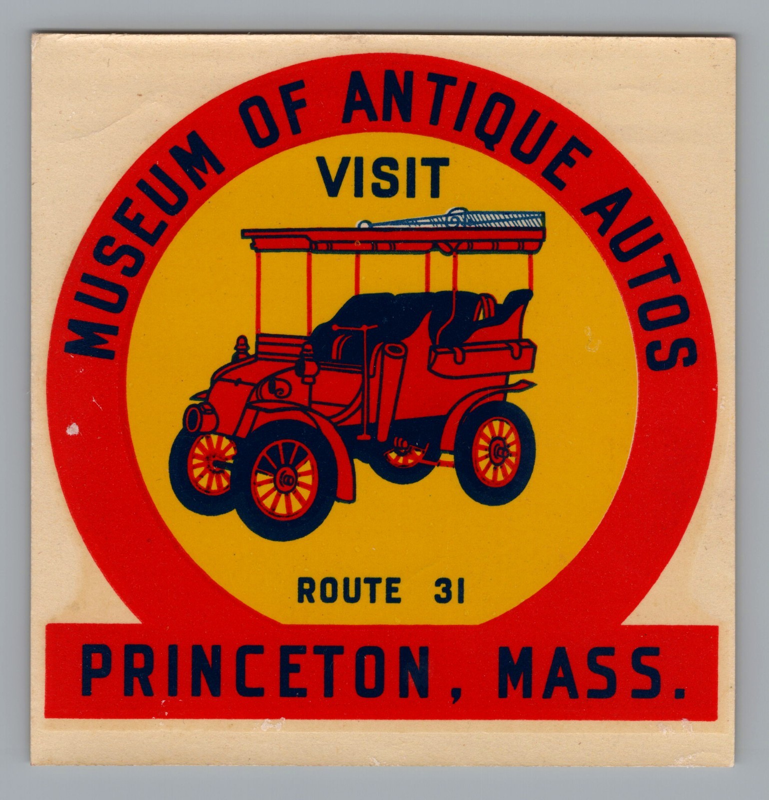 1948 Princeton Mass Museum of Antique Autos Route 31 Vintage Sticker Decal 1948 Princeton Mass Museum of Antique Autos Route 31 Vintage Sticker Decal