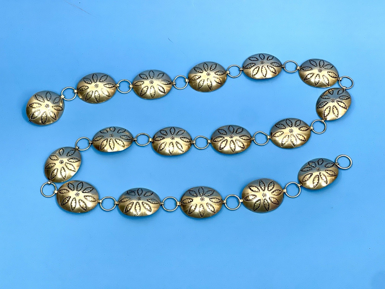 Vintage Navajo R Tulley Sterling Silver Oval Links Concho Belt j 94.1g not scrap Vintage Navajo R Tulley Sterling Silver Oval Links Concho Belt j 94.1g not scrap