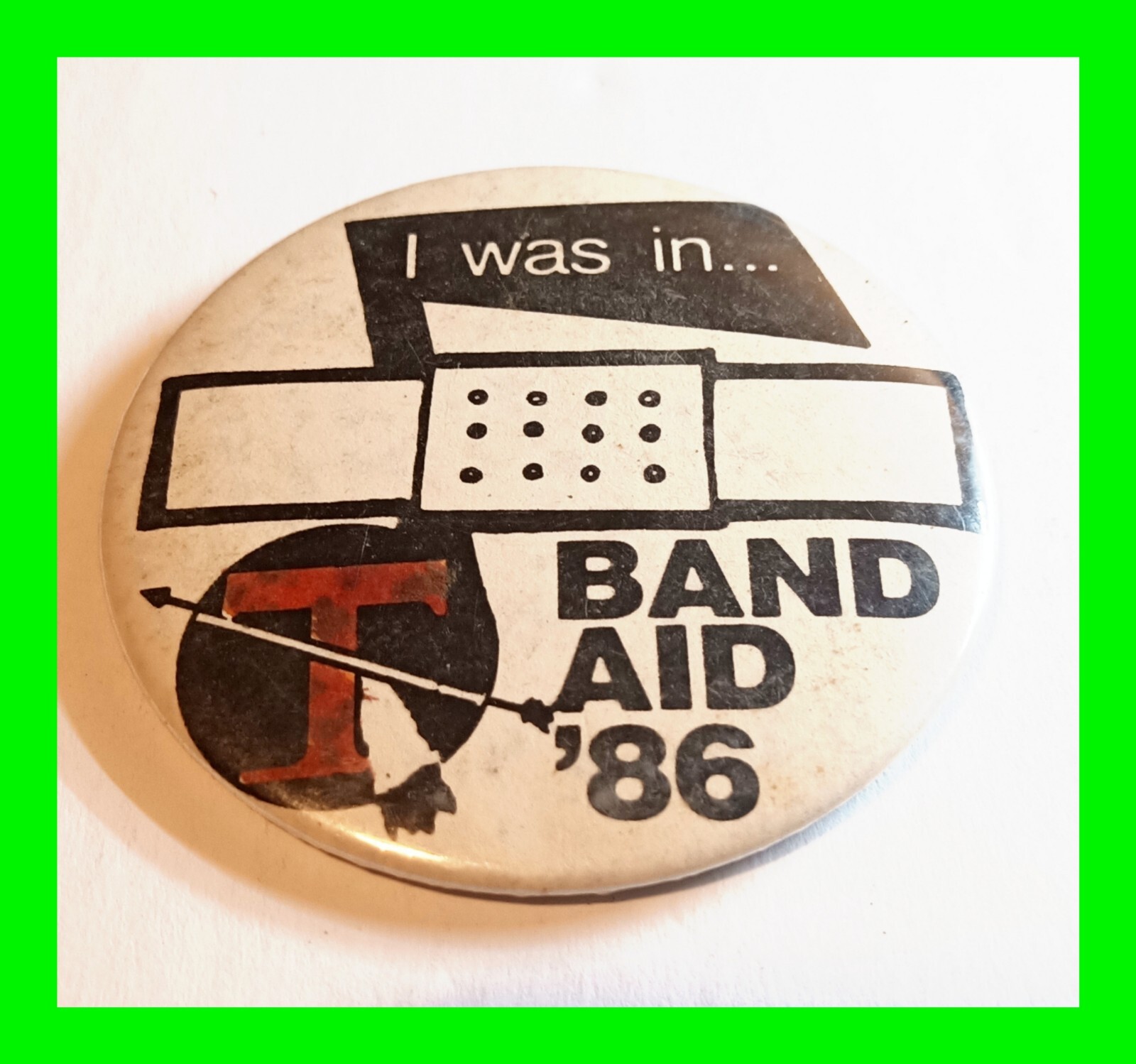 Vintage I Was In Bandaid 1986 Pin Back Button