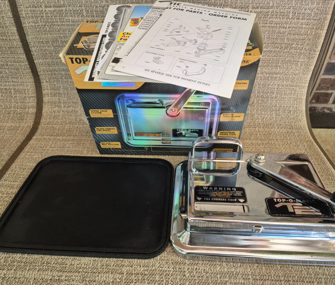 Top-O-Matic T2 Cigarette Rolling Machine W/Original Box, Papers & Tray Top-O-Matic T2 Cigarette Rolling Machine W/Original Box, Papers & Tray