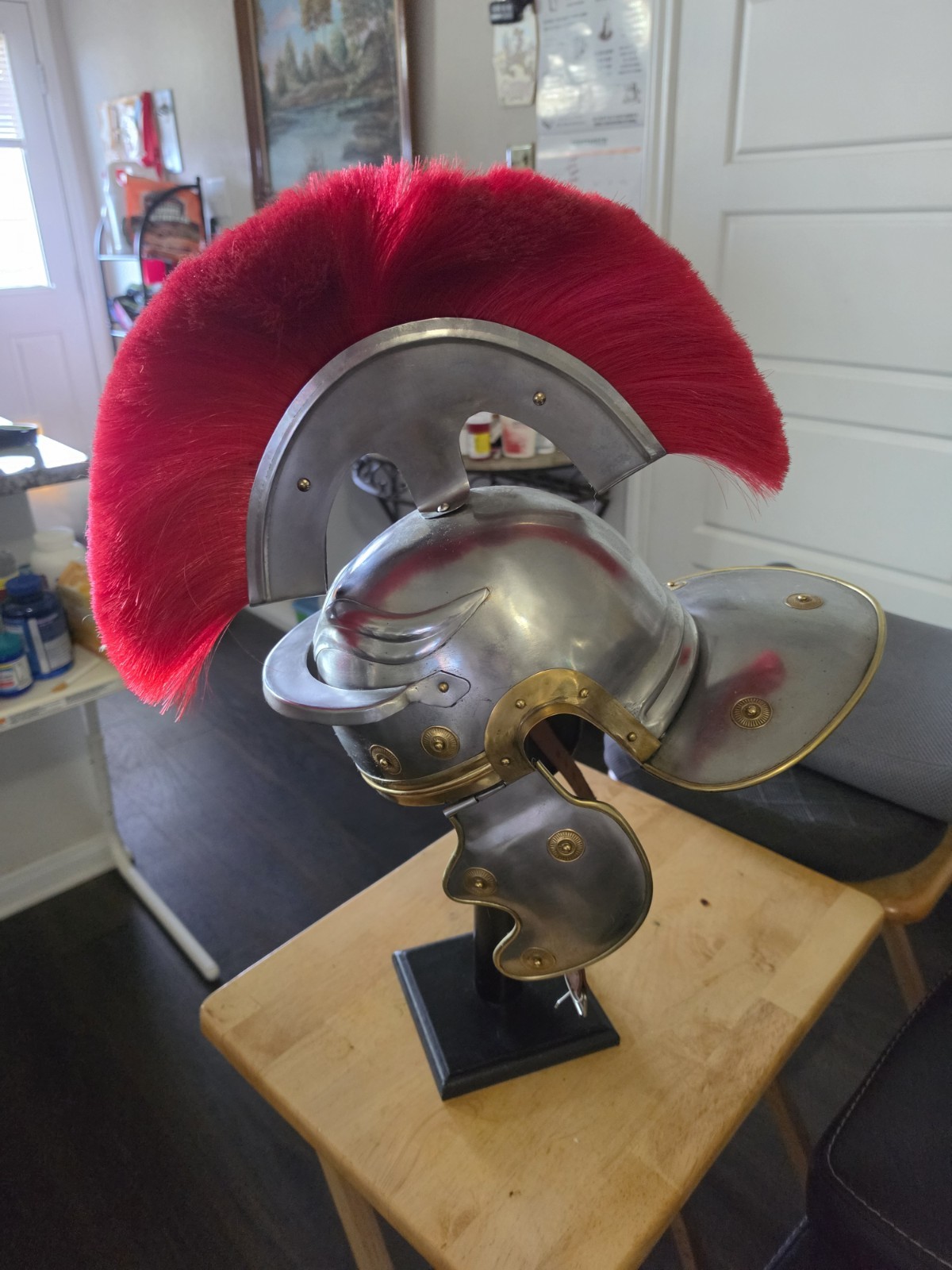 Handmade Roman Imperial Gallic Centurion Helmet Armor Red Crest Plume Handmade Roman Imperial Gallic Centurion Helmet Armor Red Crest Plume