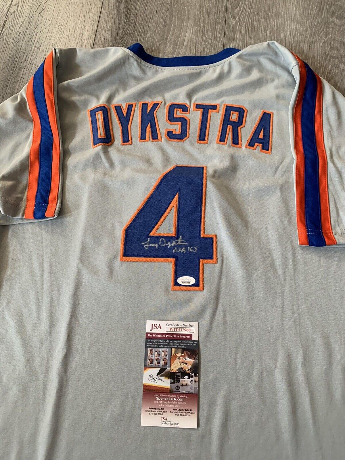 Lenny Dykstra Autographed/Signed Jersey JSA COA New York Mets NY