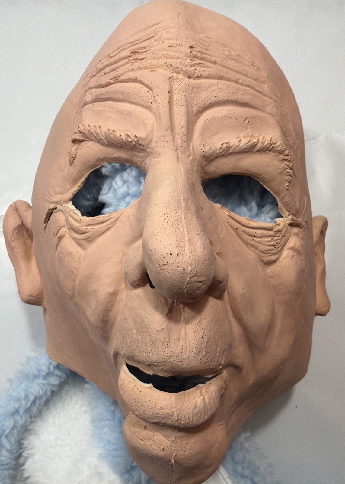 Scary Old Man MASK Bald Creepy Man Halloween Evil Open Eyes Open Mouth Ugly Vtg Scary Old Man MASK Bald Creepy Man Halloween Evil Open Eyes Open Mouth Ugly Vtg