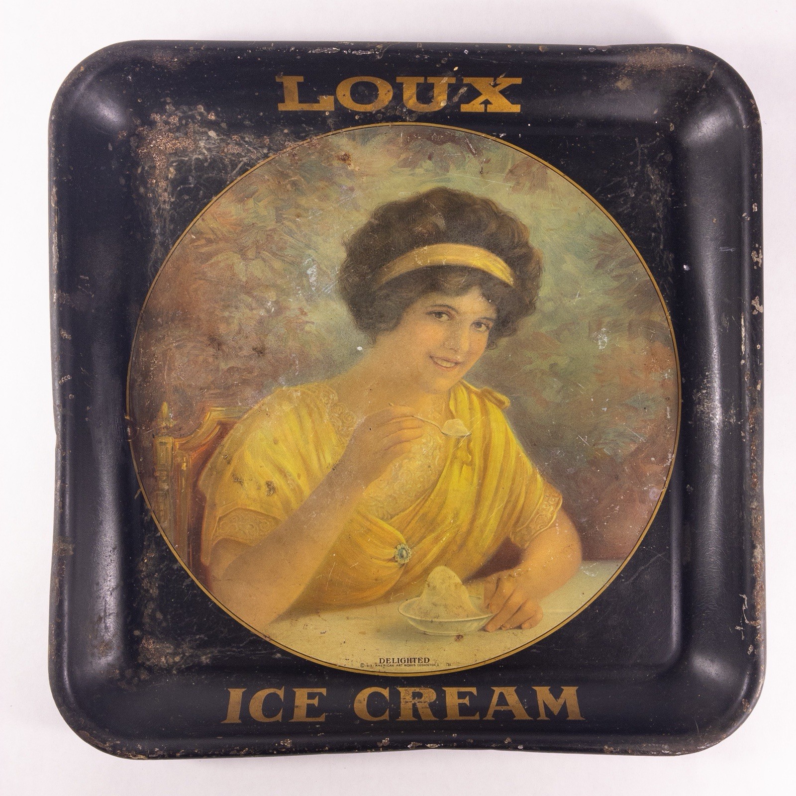 Vtg 1913 Loux Ice Cream Co. Tin Litho Advertising Serving Tray Allentown Diary Vtg 1913 Loux Ice Cream Co. Tin Litho Advertising Serving Tray Allentown Diary