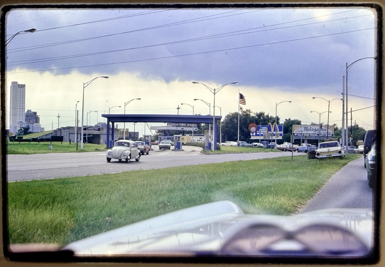 VTG 1971 Kodachrome 35mm Slide - Mobile AL Bankhead Tunnel McDonalds Billboard