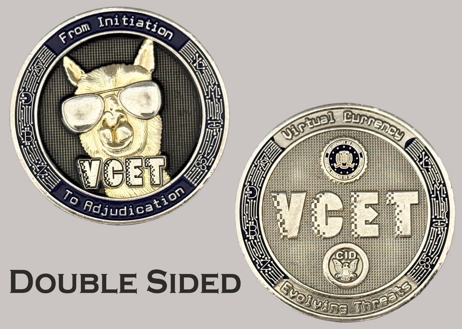 VCET Virtual Currency Alpaca FBI CID Round Collectible Challenge Coin J#21 VCET Virtual Currency Alpaca FBI CID Round Collectible Challenge Coin J#21