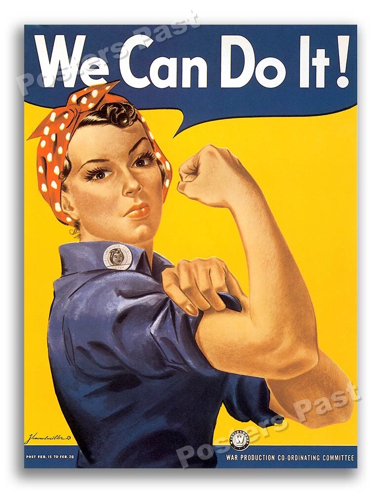 “We Can Do It” Rosie the Riveter Vintage Style 1943 World War 2 Poster - 18x24 “We Can Do It” Rosie the Riveter Vintage Style 1943 World War 2 Poster - 18x24