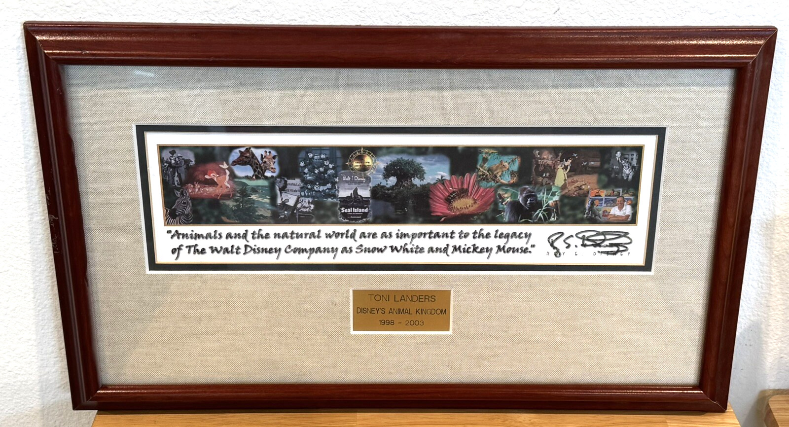 Disney Cast Member Animal Kingdom Framed Award Print Facsimile Auto Roy E Disney Disney Cast Member Animal Kingdom Framed Award Print Facsimile Auto Roy E Disney