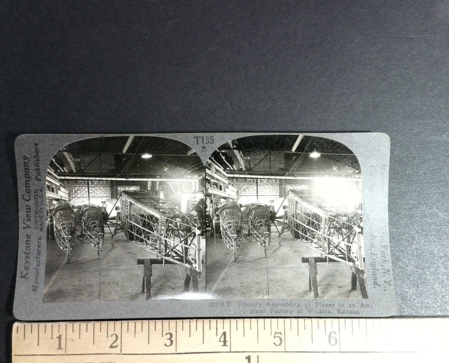 Airplane Factory Stereoview Keystone View Co. Wichita Kansas 1920s Aviation