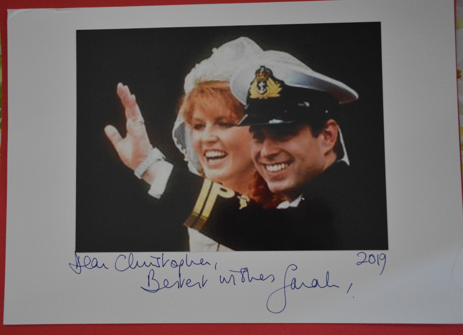 Sarah Ferguson, Duchess of York Authentic Autograph 2019 Wedding Photo Sarah Ferguson, Duchess of York Authentic Autograph 2019 Wedding Photo