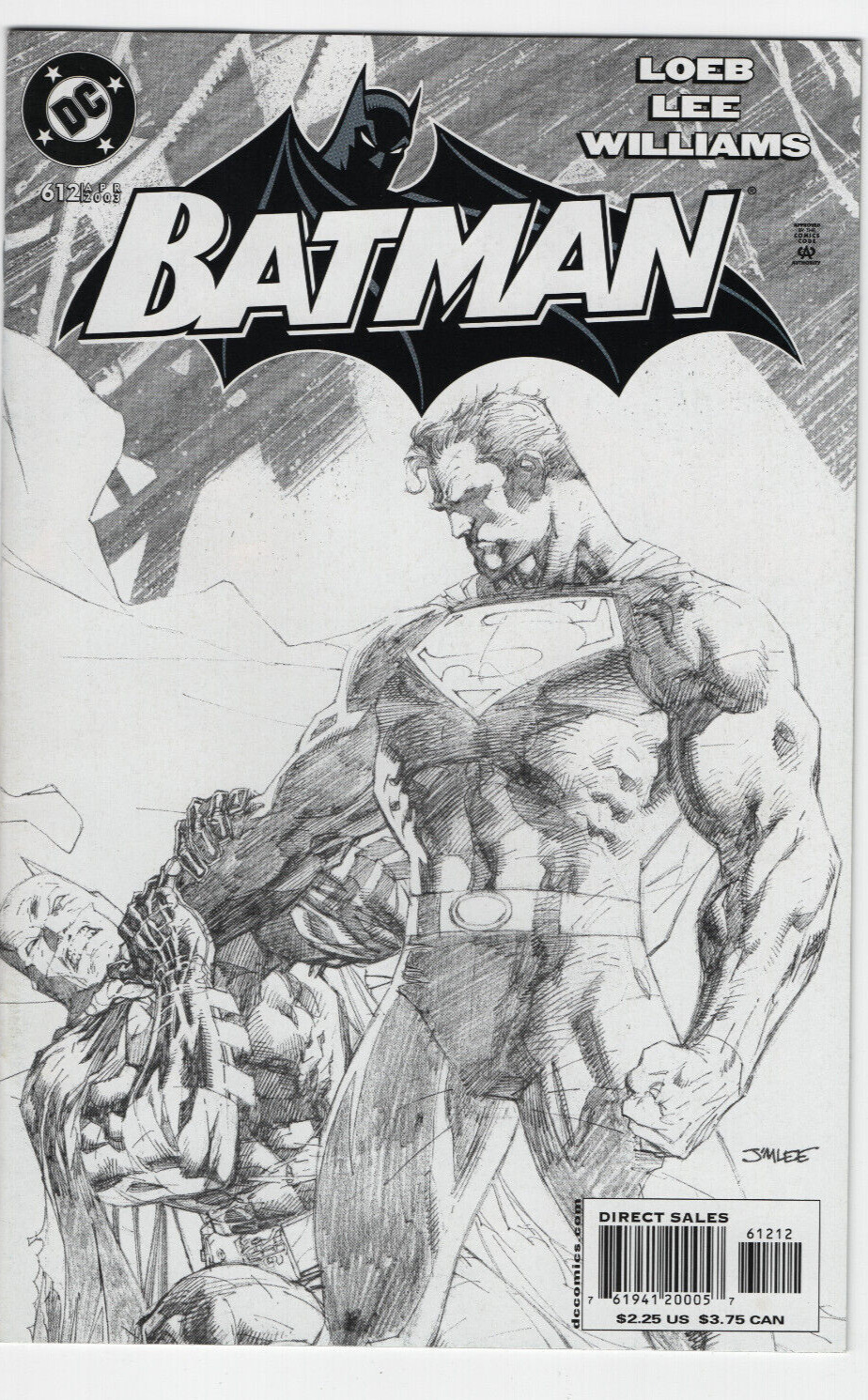 Batman #612 2nd Print DC Comic Jim Lee Sketch Variant Cover Versus vs Superman